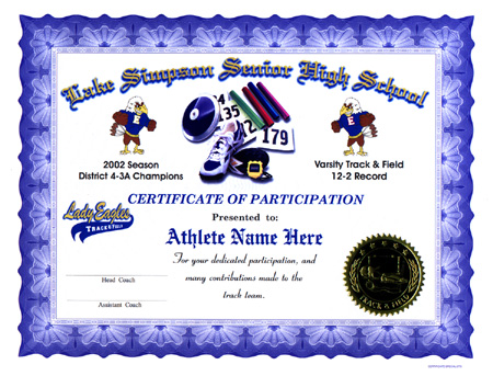 Track &amp; Field Certificates